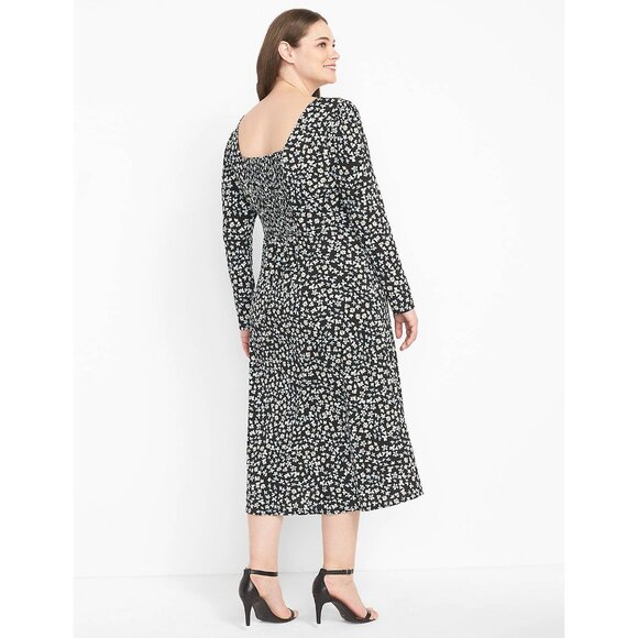 Size 14/16 1X TINY FLORAL PRINT STRETCH MIDI DRESS Cottagecore Western PLUS SIZE - Picture 2 of 7